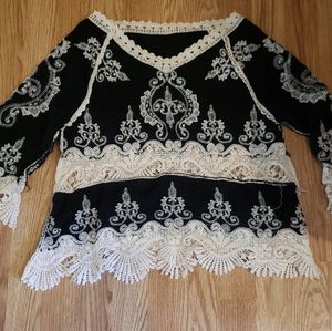 Crochet trim blouse